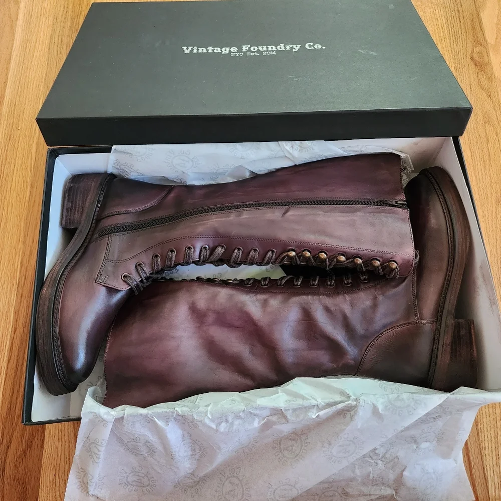 Vintage Foundry Distressed Riding Boots Brick Brown - Picture 10 of 16